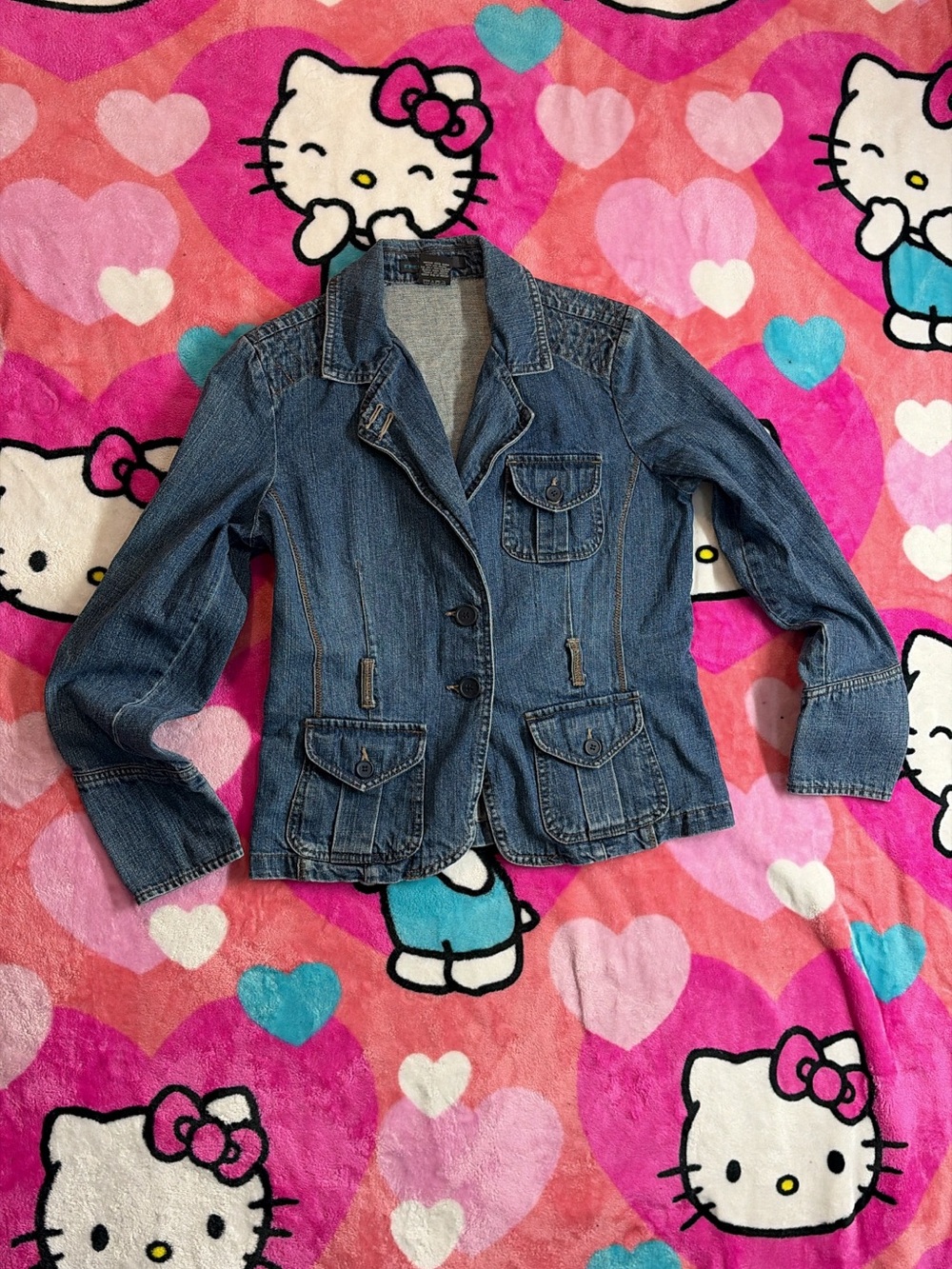 French Cuff Denim Jacket - Medium Blue